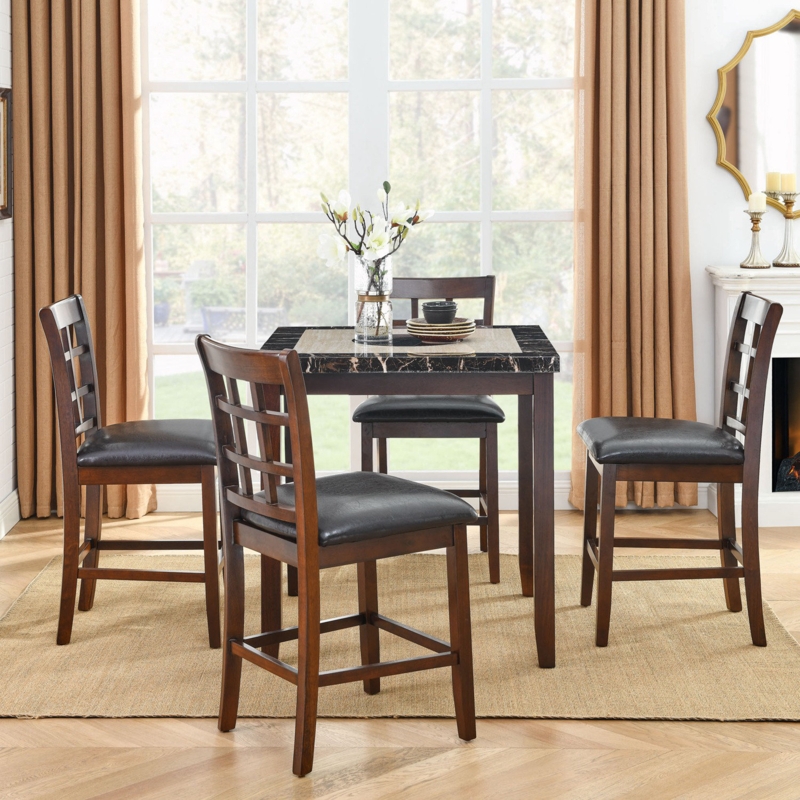 Counter Height Dining Set with Cushioned Chairs