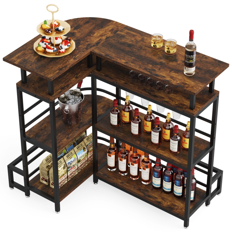 L-Shaped Home Bar Unit with Storage