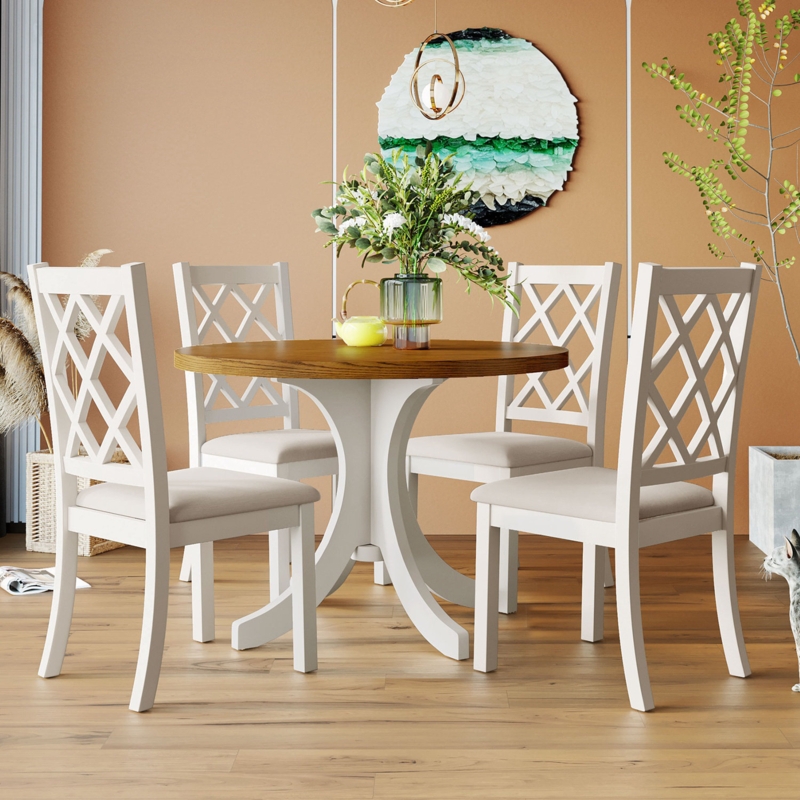 Contemporary Dining Set with 4 Chairs