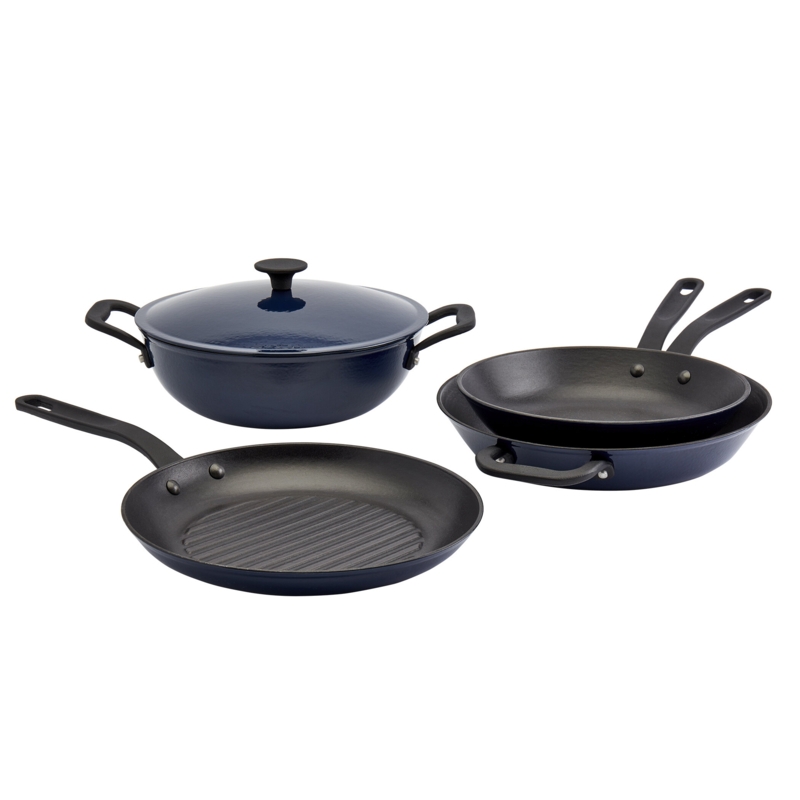 5-Piece Enameled Cast Iron Cookware Set in Fired Brick