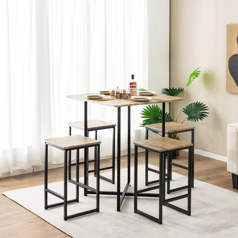 Industrial Style 5-Piece Dining Table Set