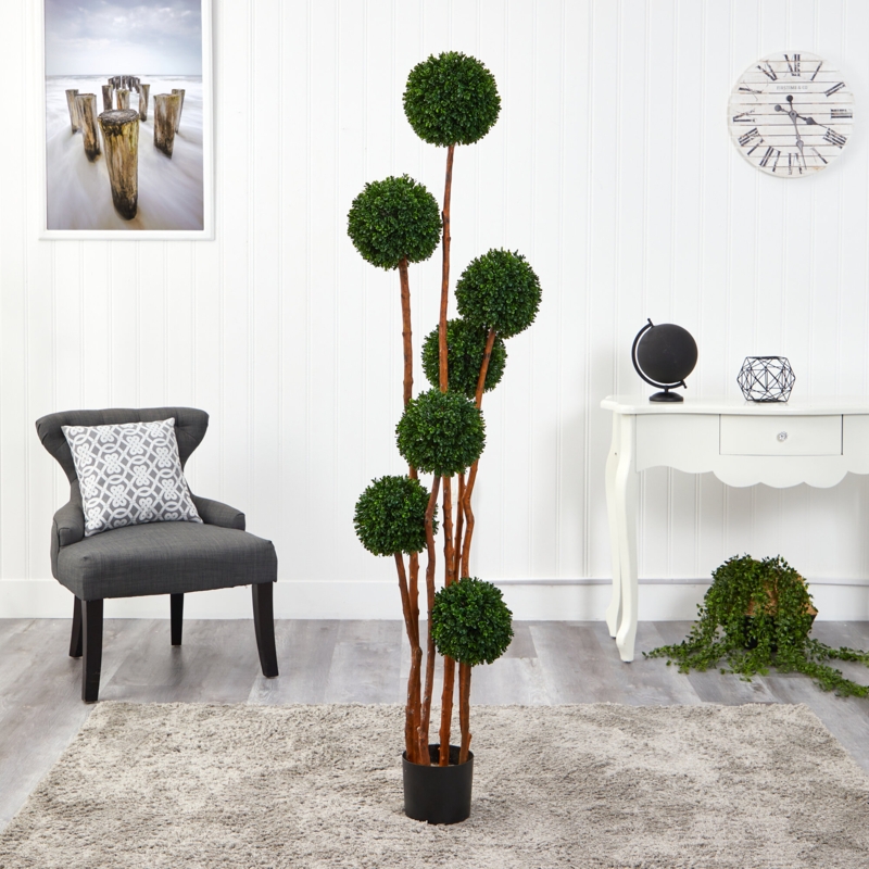 Artificial Tree with Natural Trunk and Mini Ball Canopies