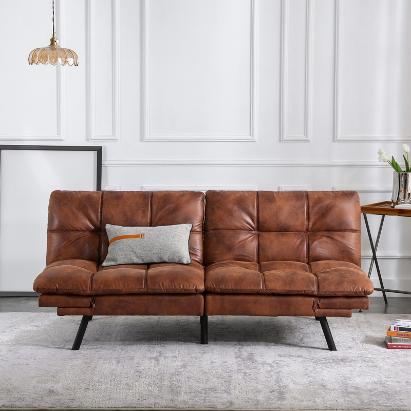 Convertible Faux-Leather Sofa