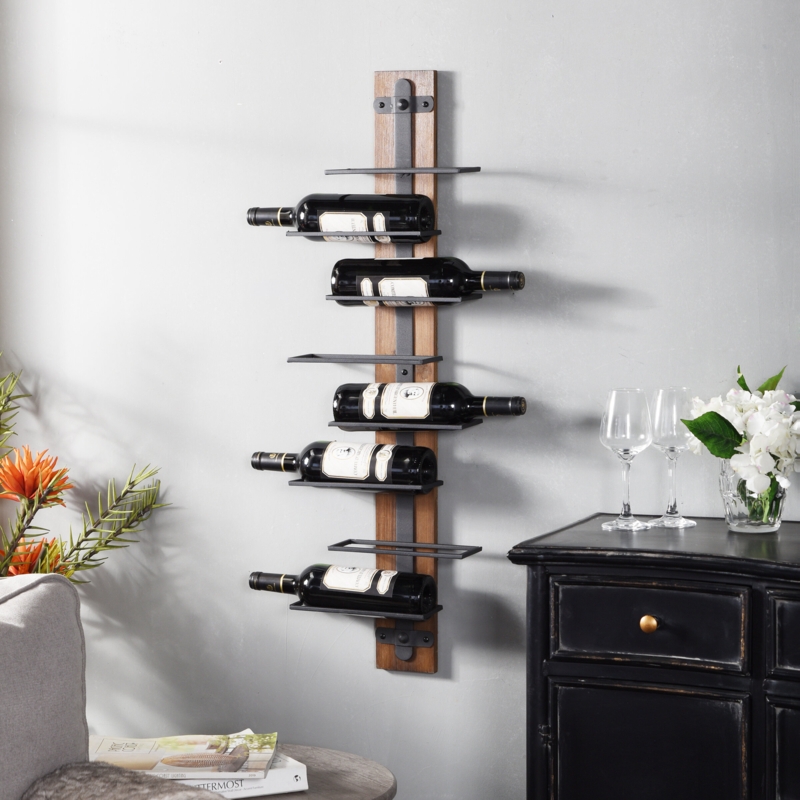 Minimalist Wood and Metal Wine Rack