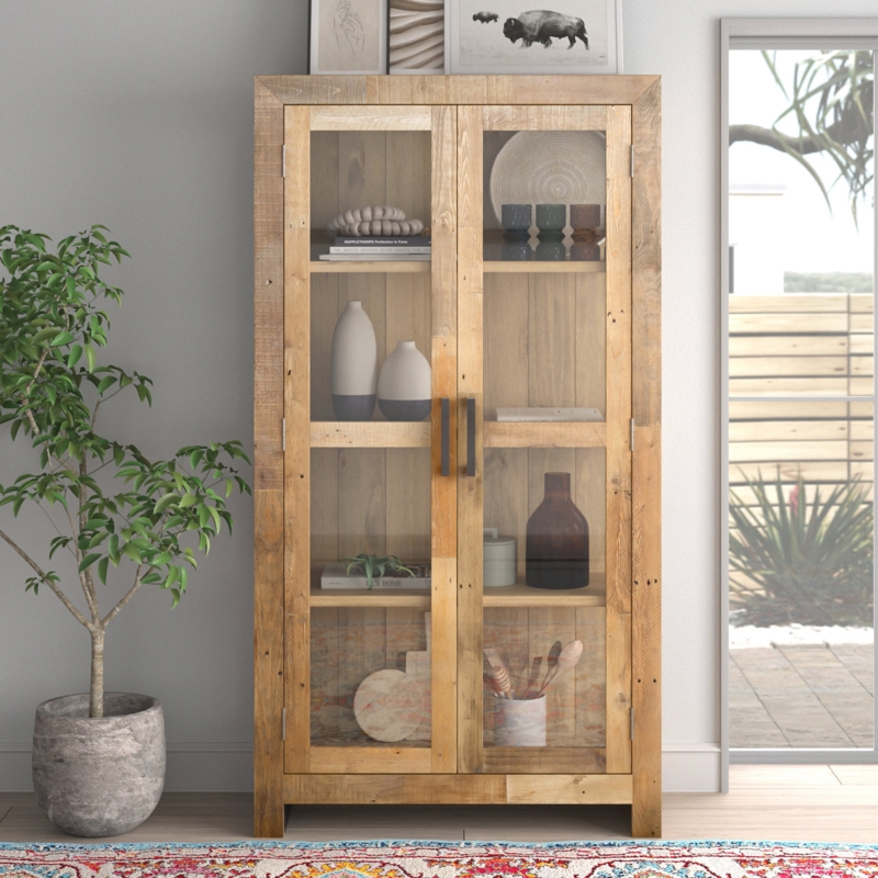 Reclaimed Pine Wood Curio Cabinet
