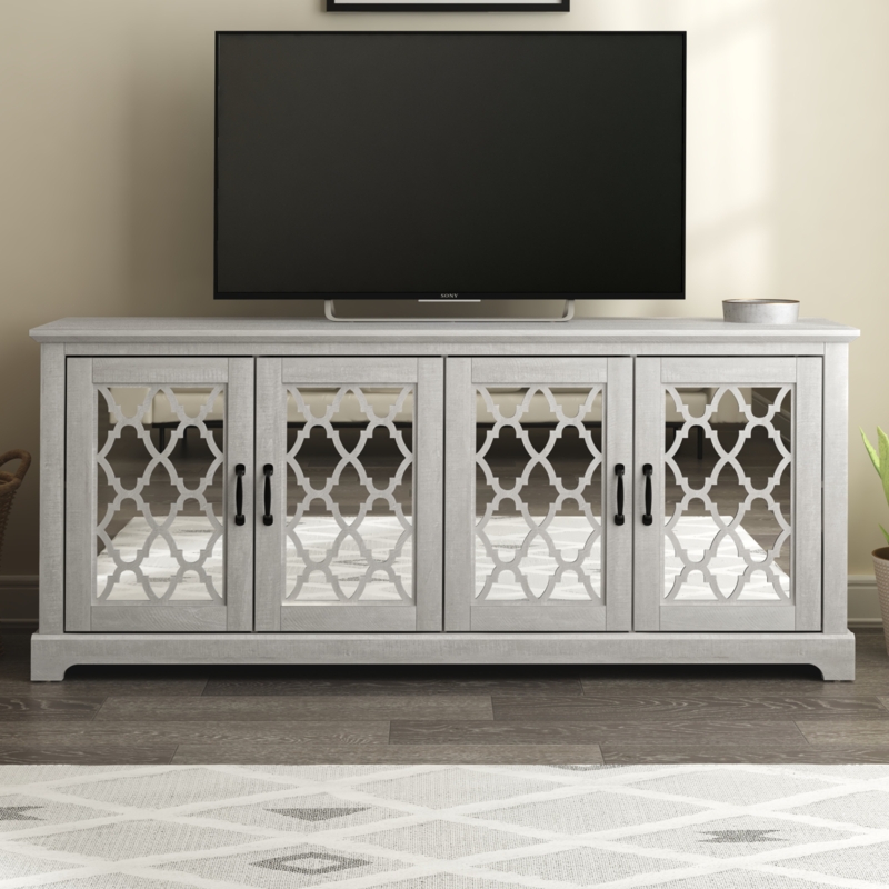 Luxe Accent TV Stand with Mirror Doors
