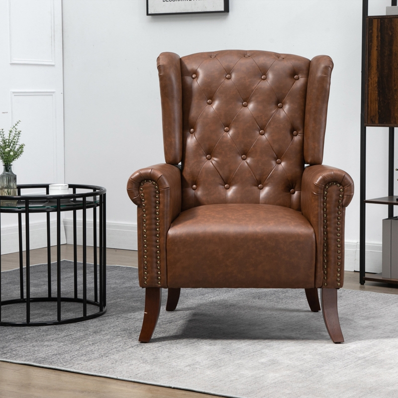 Wingback Accent Chair with Diamond-Tufted Backrest