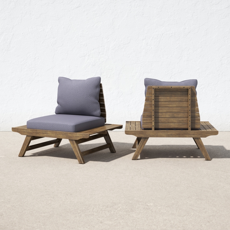 Acacia Wood Patio Chair with Cushion