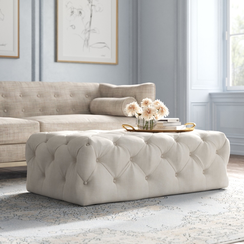 Tufted Ottoman with Removable Casters