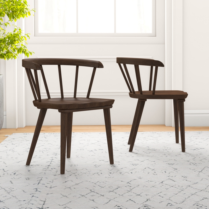 Solid Wood Mid-Century Modern Side Chairs (Set of 2)