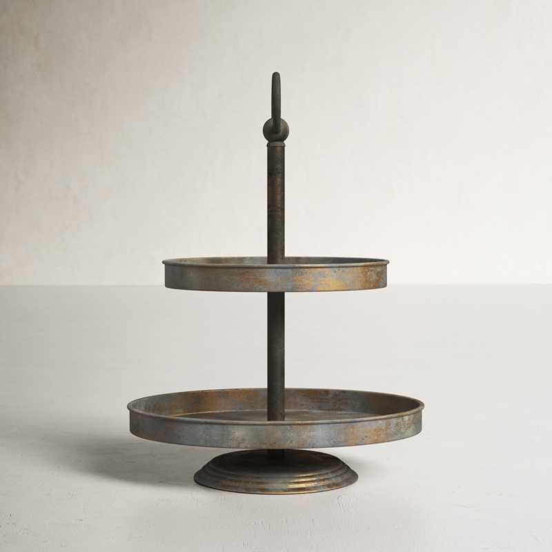Rustic Two-Tier Metal Tray