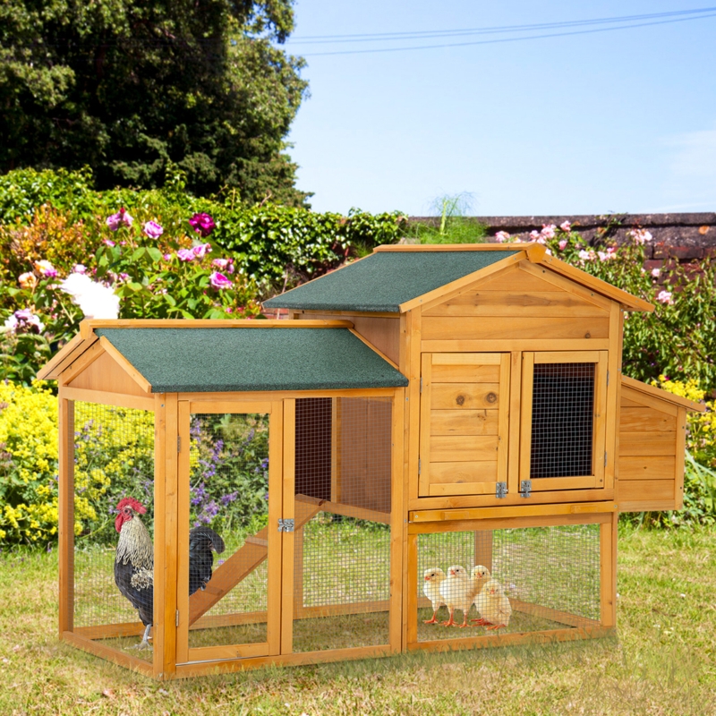 Stylish Chicken Coop with Extra Run Cage