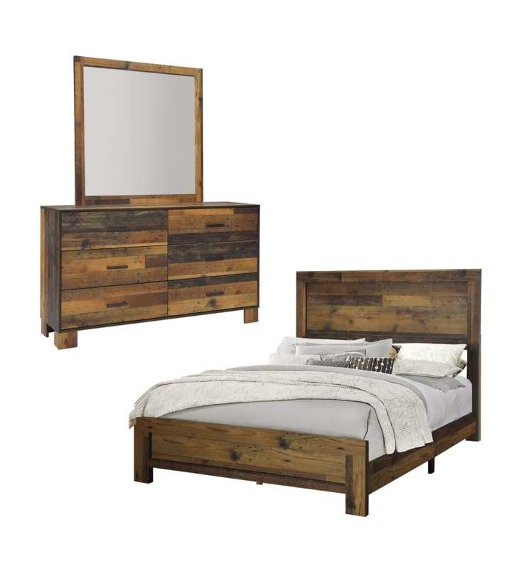 Rustic Pine Finish Bedroom Set