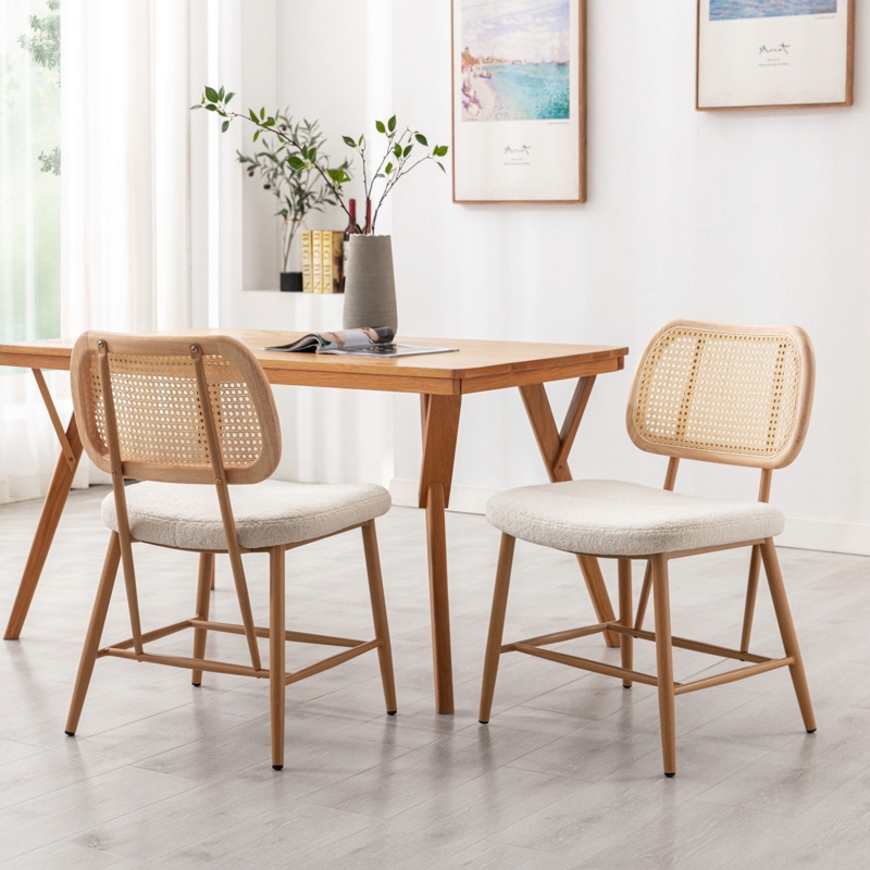 Rattan Back Sherpa Dining Chair