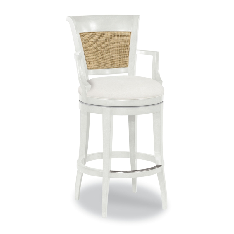 Cane-Accented Upholstered Corner Chair