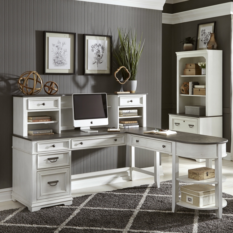 L-Shaped Desk and Hutch for Home Office