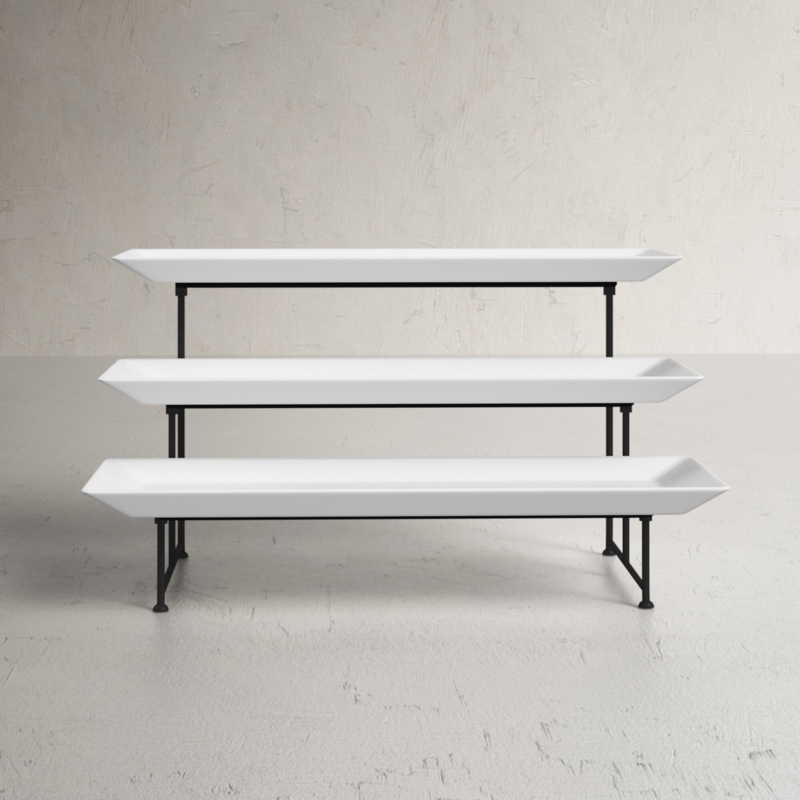Three-Tiered Snack Stand with Porcelain Trays