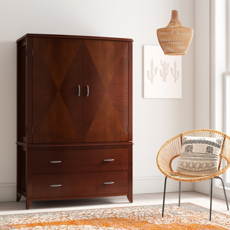 Solid Wood TV Armoire with Storage
