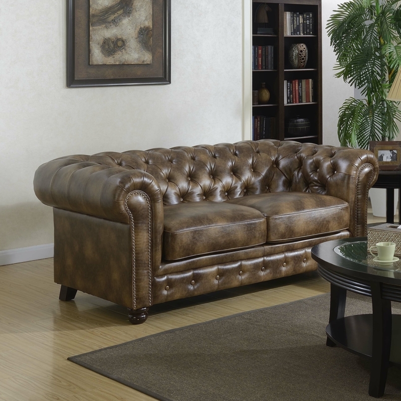 Traditional Chesterfield Loveseat with Nailhead Trim
