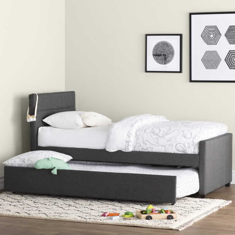 Twin-Size Upholstered Bed with Trundle