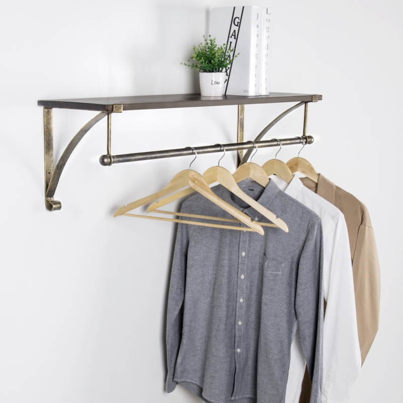 Wall-Mounted Coat and Hat Rack with Shelf