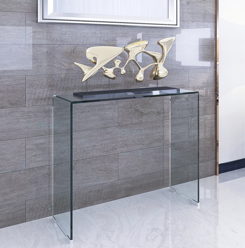 Rectangular Tempered Glass Console Table