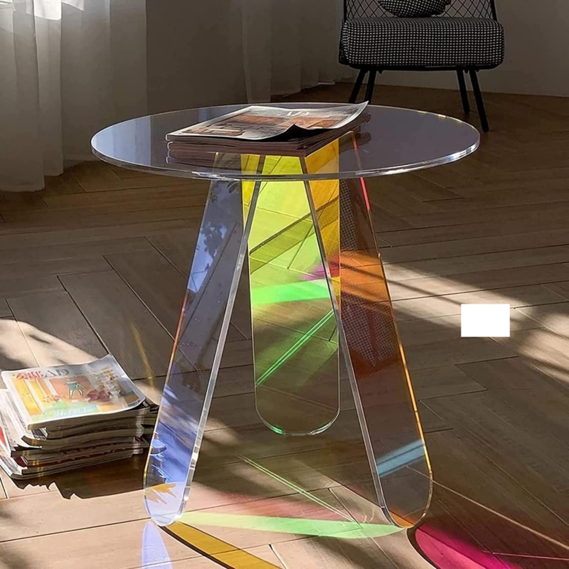 Acrylic End Table with Laser Spectrum Effect