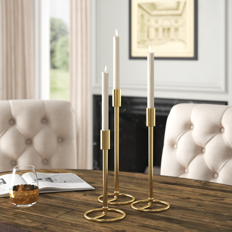 Tapered Candle Holders Set with Sturdy Base