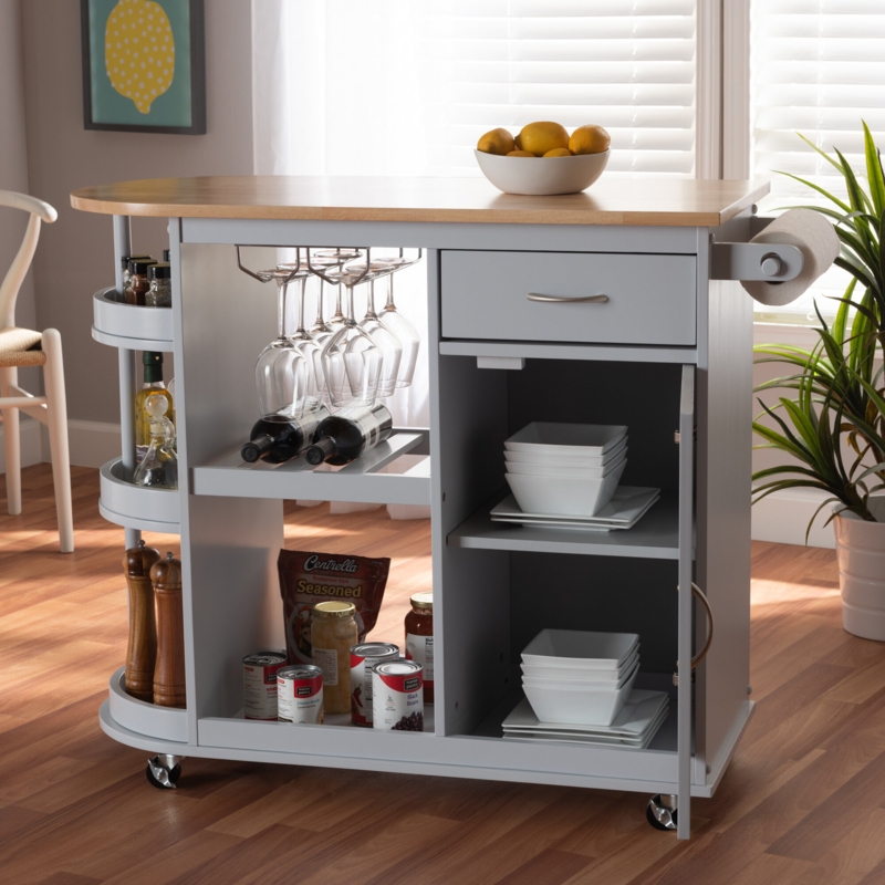 Kitchen Cart with Storage and Serving Space