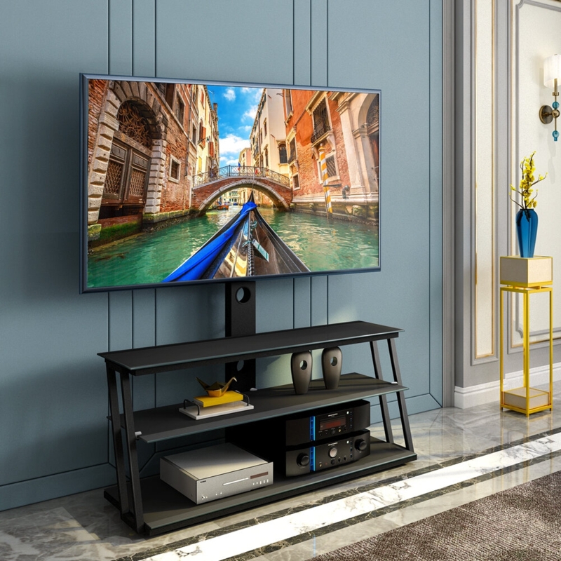 Black Tempered Glass TV Stand with Mount