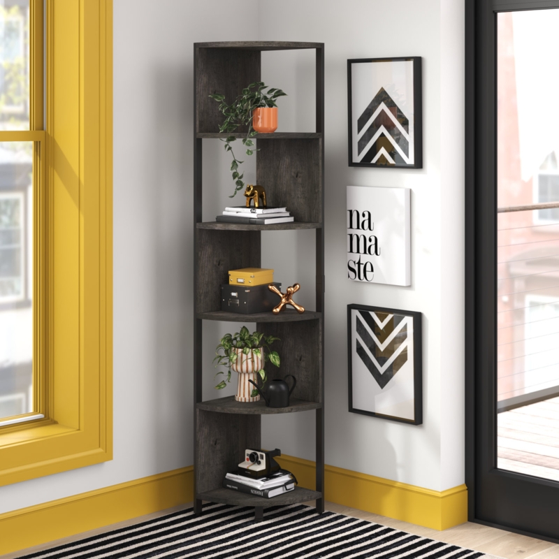 6-Tier Corner Bookcase with Metal Frame