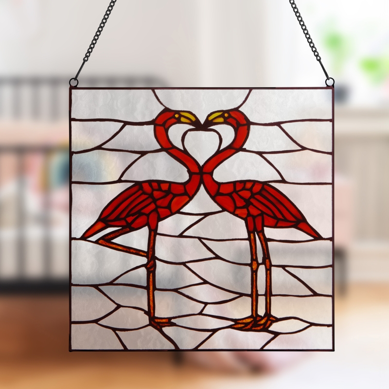 Flamingos Stained Glass Window Panel