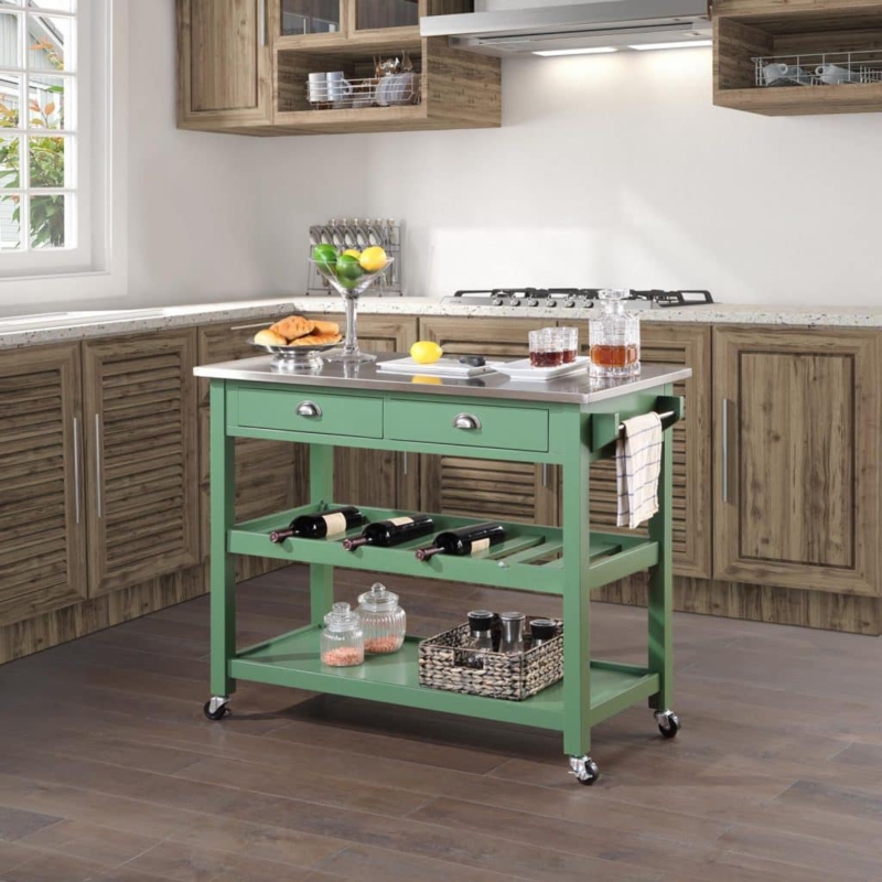 Multi-Functional Kitchen Island and Bar Cart