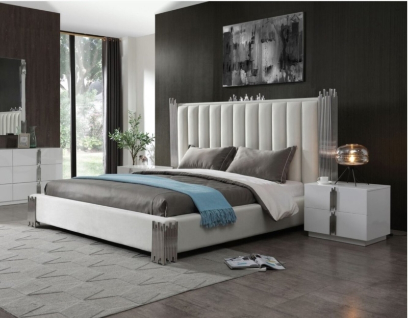 Sunken Bed Frame Bedroom Set with Stainless Steel Accents