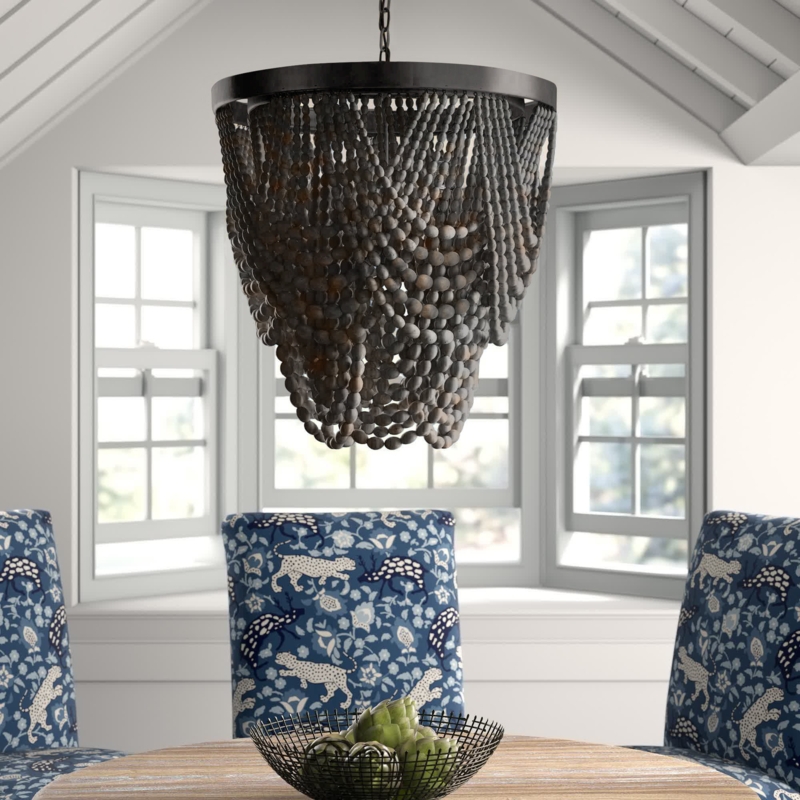 Bohemian Beaded Chandelier with Metal Frame