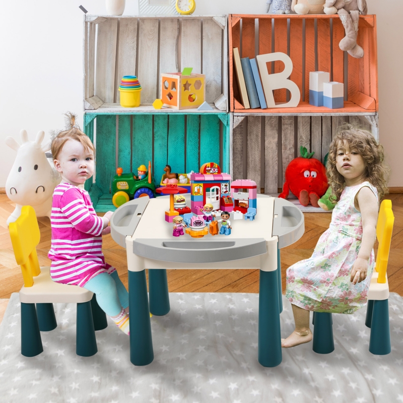Kid-Sized Play Table Set with Building Blocks