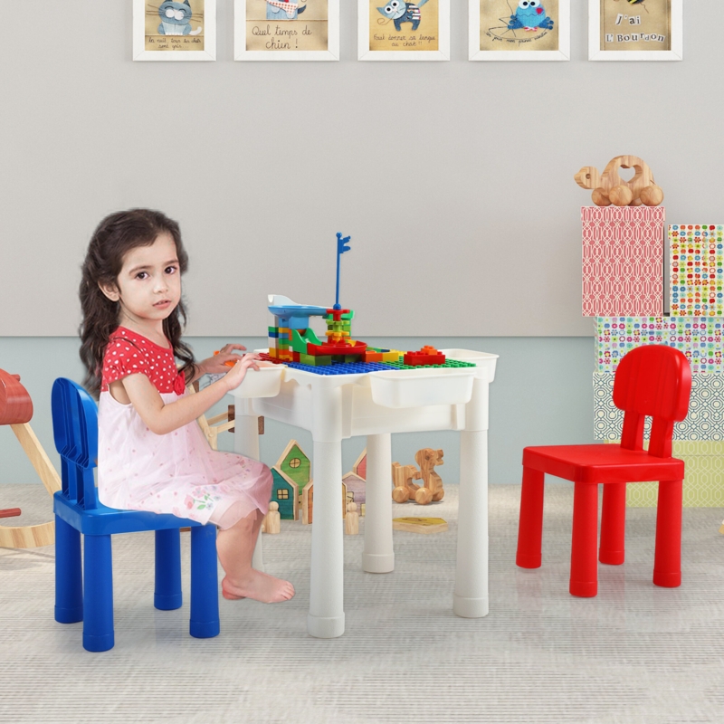Kids Activity Table and Chair Set with Blocks