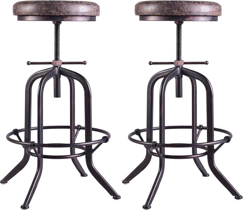 Adjustable Industrial Bar Stool with PU Seat