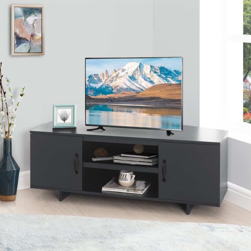 Corner TV Stand with Storage and Display Shelves