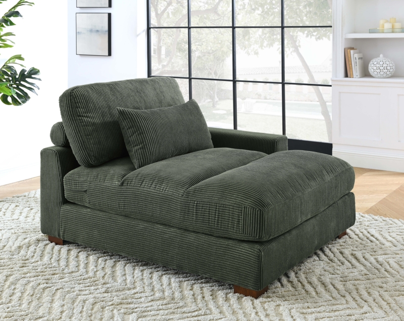 Corduroy Upholstered Chaise Lounge