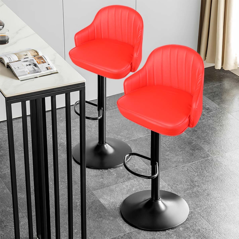 2-Piece Swivel Bar Stools with Wingback Seat