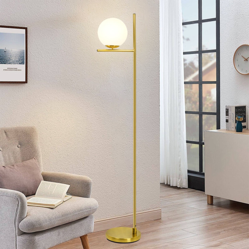 Modern Gold Floor Lamp with Footswitch