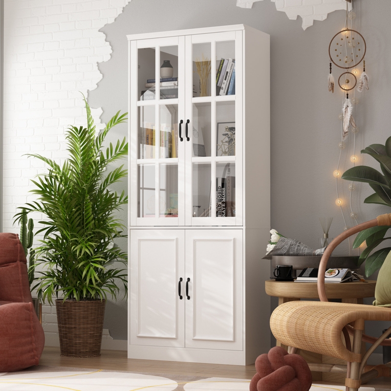 Modern Bookcase with Doors and Rustic Design