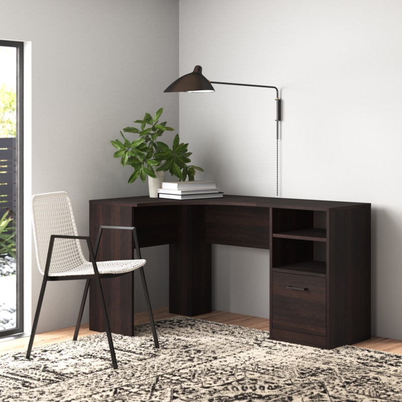 Corner Desk with Drawer and Adjustable Shelf