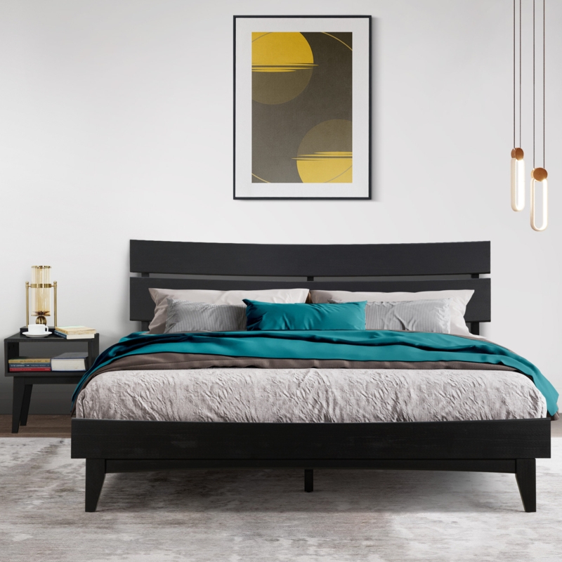 Acacia Platform Bed with Nightstand