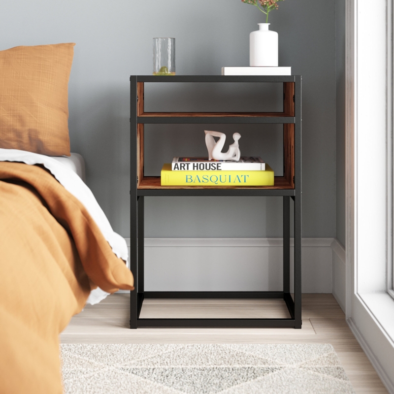 Modern Nightstand with Open Shelves