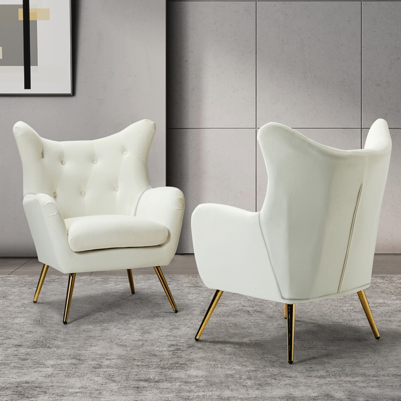 2-Piece Set of Accent Chairs with Gold Legs