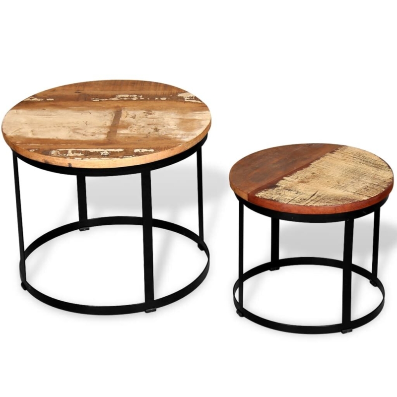 Industrial-Style Wooden Coffee Table Set