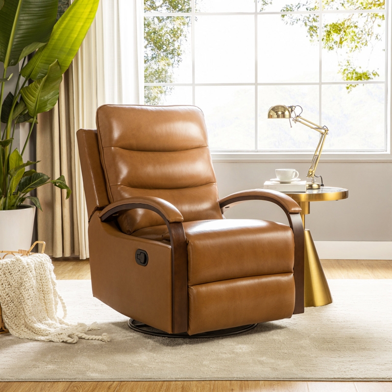 Leather swivel best sale rocker chair