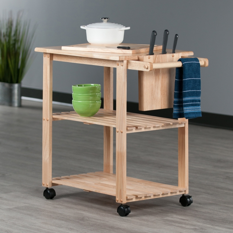 Kitchen Cart with Cutting Board and Storage